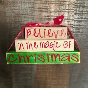 Believe in the Magic of Christmas Wooden Block Decoration 9 X 4.5 inches
